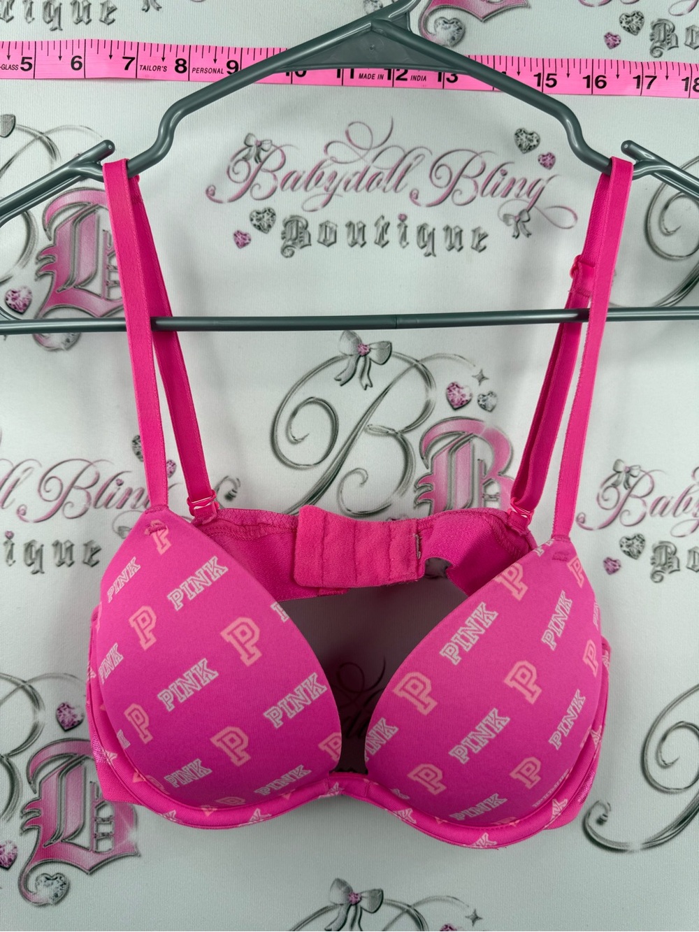 PINK Victoria's Secret Bright Pink Logo varsity style neon